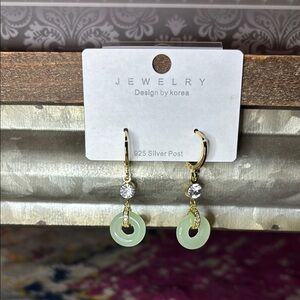Elegant Gold and Green Earrings